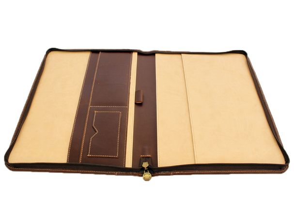 Mapa piele naturala - cu fermoar